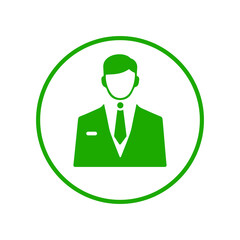 Business, man, person icon. Green vector sketch.