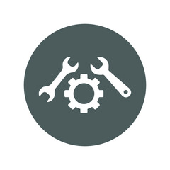 Gear, options, settings icon. Gray vector sketch.