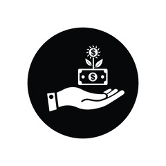 Earnings, investment, profit icon. Black vector sketch.