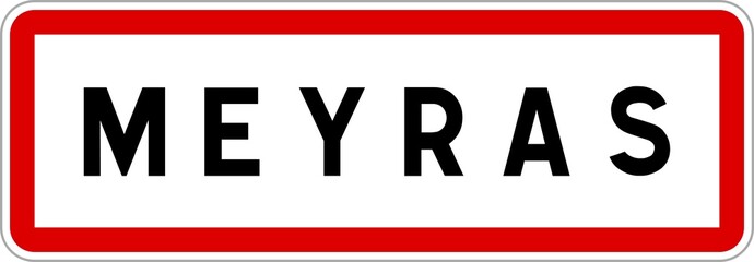 Panneau entrée ville agglomération Meyras / Town entrance sign Meyras