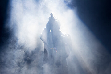 Musician singing on stage concert