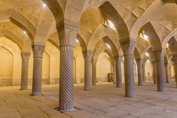SHIRAZ, IRAN - JULY 6, 2019: Vaults of Vakil mosque in Shiraz, Iran.