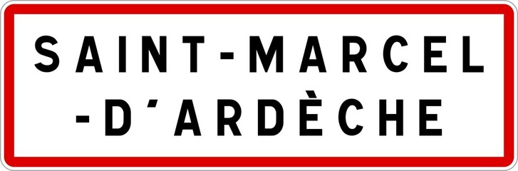 Panneau entrée ville agglomération Saint-Marcel-d'Ardèche / Town entrance sign Saint-Marcel-d'Ardèche