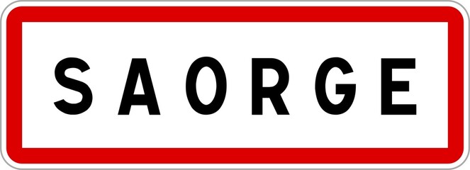 Panneau entrée ville agglomération Saorge / Town entrance sign Saorge