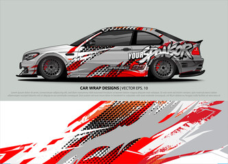 Car wrap decal design vector. abstract Graphic background kit designs for vehicle, race car, rally, livery, sport car