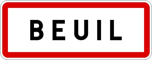 Panneau entrée ville agglomération Beuil / Town entrance sign Beuil