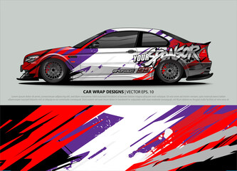Obraz premium Car wrap decal design vector. abstract Graphic background kit designs for vehicle, race car, rally, livery, sport car
