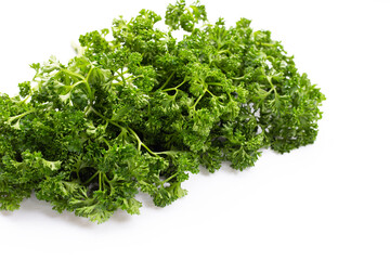 Fresh parsley on white background.