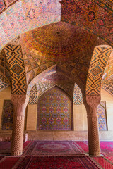 SHIRAZ, IRAN - JULY 8, 2019: Nasir al Mulk Mosque in Shiraz, Iran