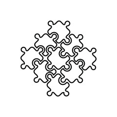 Matching, puzzle, solution line icon. Outline vector.