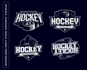Modern professional emblem set for hockey teams