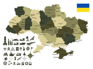 Ukraine map camouflage colors
