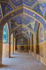 Decorated arches of the Shah Mosque in Isfahan, Iran