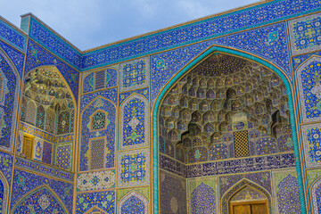Portal (Iwan) of Sheikh Lotfollah Mosque at Naqsh-e Jahan Square in Isfahan, Iran