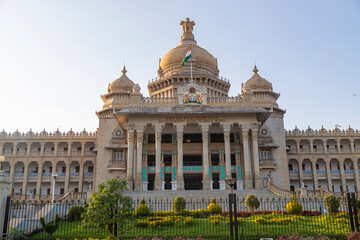 Fototapeta na wymiar Panoramic view of Vidhana Soudha the Bangalore State Legislature Building, Bangalore, India