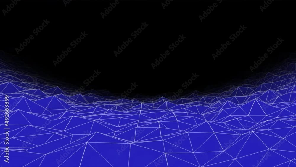 Poster animation of mesh virtual surface. animation. 3d mesh surface with irregularities. moving virtual ro