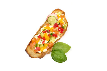 Traditional Bruschetta, isolated on white background. High resolution image.