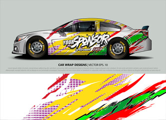 rally car livery design vector. abstract race style background for vehicle vinyl sticker wrap