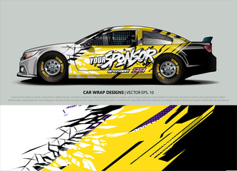 Car wrap decal design vector. abstract Graphic background kit designs for vehicle, race car, rally, livery, sport car
