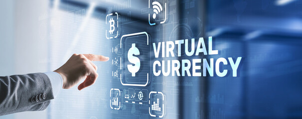 Fototapeta na wymiar Virtual Currency Exchange Investment concept. Financial Technology Background