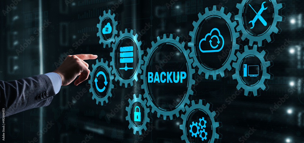 Aufkleber backup data internet technology business concept on virtual screen
