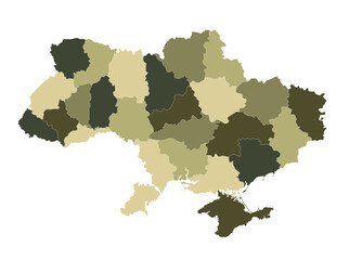 Ukraine map camouflage colors isolated on white