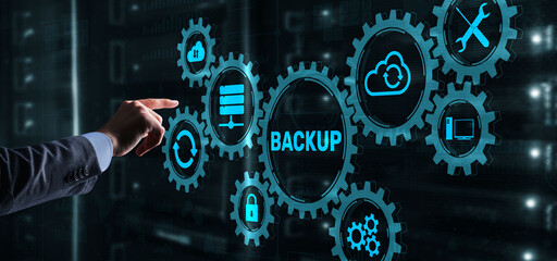 Backup Data Internet Technology Business concept On Virtual Screen