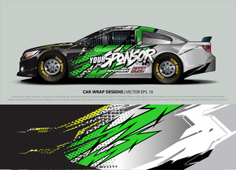 Car wrap decal design vector. abstract Graphic background kit designs for vehicle, race car, rally, livery, sport car
