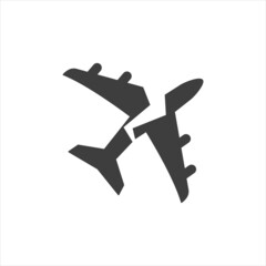 Obraz premium Downed plane. Plane crash.Terrorist act. Airplane crash vector icon.