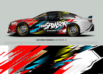 Car wrap decal design vector. abstract Graphic background kit designs for vehicle, race car, rally, livery, sport car