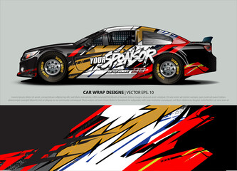 Car wrap decal design vector. abstract Graphic background kit designs for vehicle, race car, rally, livery, sport car