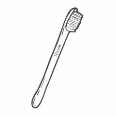 Doodle toothbrush with toothpaste. Vector dental concept
