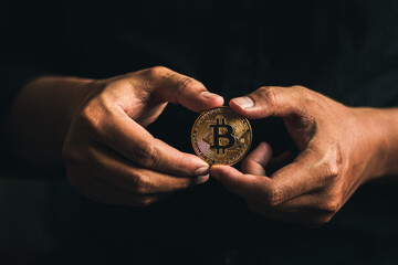 cryptocurrency golden bitcion. businessn holdig bitcoin for futer that price up.