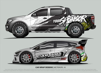 Car wrap decal design vector. abstract Graphic background kit designs for vehicle, race car, rally, livery, sport car