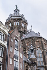 Fototapeta premium Amsterdam Saint Nicholas Basilica (Basiliek van de Heilige Nicolaas), is the city's major Catholic church. Saint Nicholas Basilica built between 1884 and 1887. Amsterdam, Netherlands.
