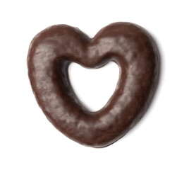 Chocolate Gingerbread Isolated, Heart Shaped Pryanik