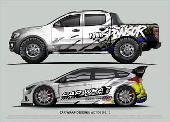 Car wrap decal design vector. abstract Graphic background kit designs for vehicle, race car, rally, livery, sport car