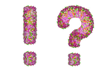 Question mark and exclamation mark made of donut 