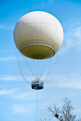 Copy space of white air balloon in the blue sky