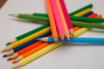 closeup of set of colorful pencils