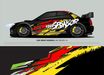 Race car wrap design vector for vehicle vinyl sticker and automotive decal livery
