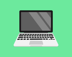Vector laptop, computer. Technology of screen, flat icon for web. Design of notebook for business digital illustration. Modern monitor, display with internet concept for office, isolated. Desktop, PC