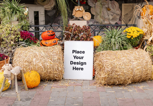 Halloween Stand Banner Mockup Advertising Layout