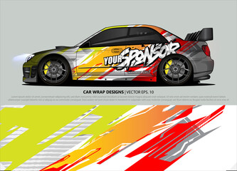 Race car wrap design vector for vehicle vinyl sticker and automotive decal livery