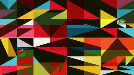 Artwork of abstract composition made with geometrical shapes