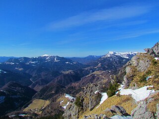 Fototapeta premium View of mountains Porezen and Crna Prst in Julian alps in Gorenjska, Slovenia