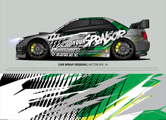 Race car wrap design vector for vehicle vinyl sticker and automotive decal livery