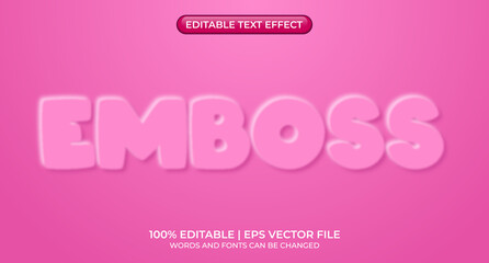 Editable text style effect. Emboss theme style. 3d Embossed Vector text style effect