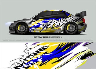 Race car wrap design vector for vehicle vinyl sticker and automotive decal livery