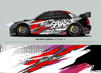 Race car wrap design vector for vehicle vinyl sticker and automotive decal livery